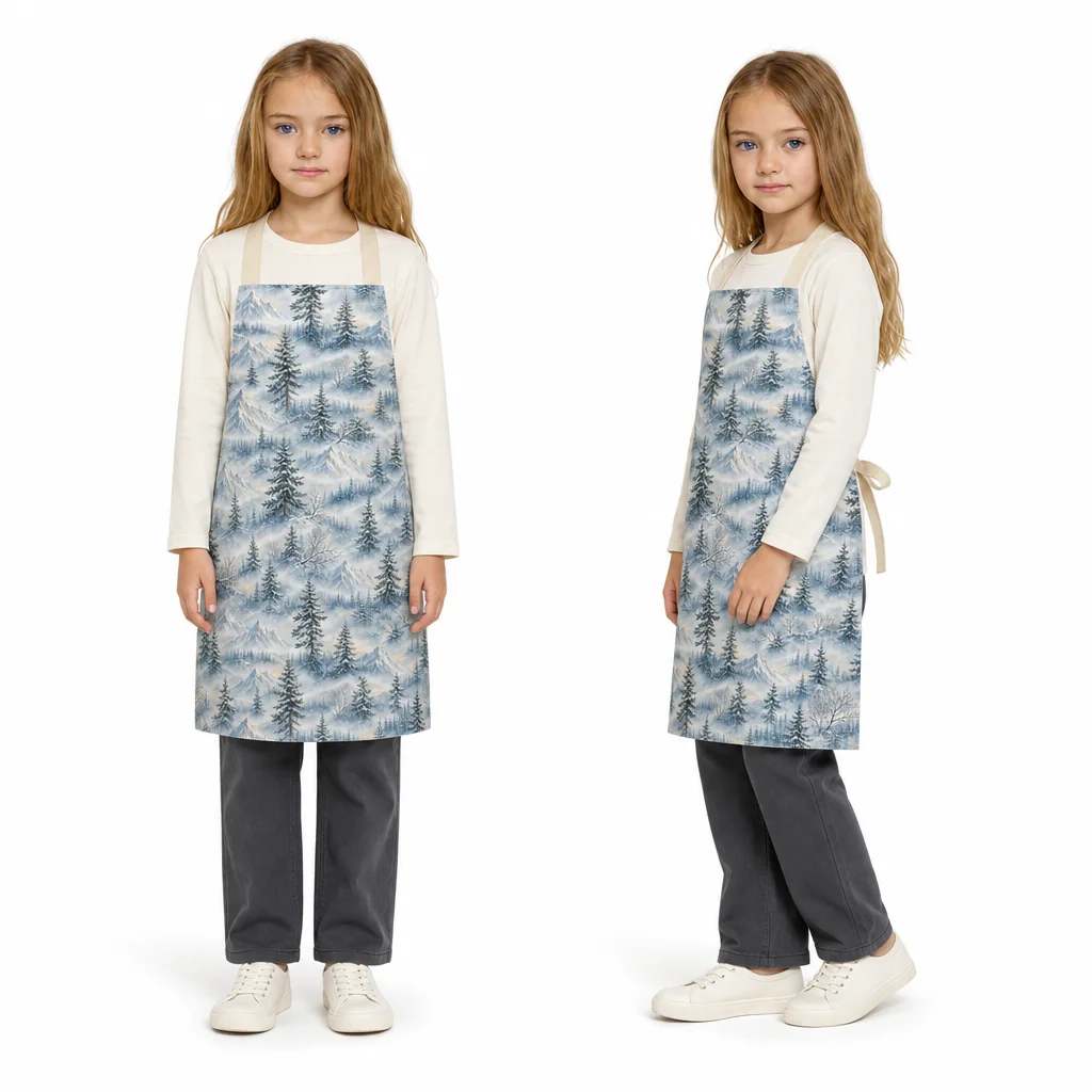 Morning Mist Snow Pines All-Over Print Apron - worn by model