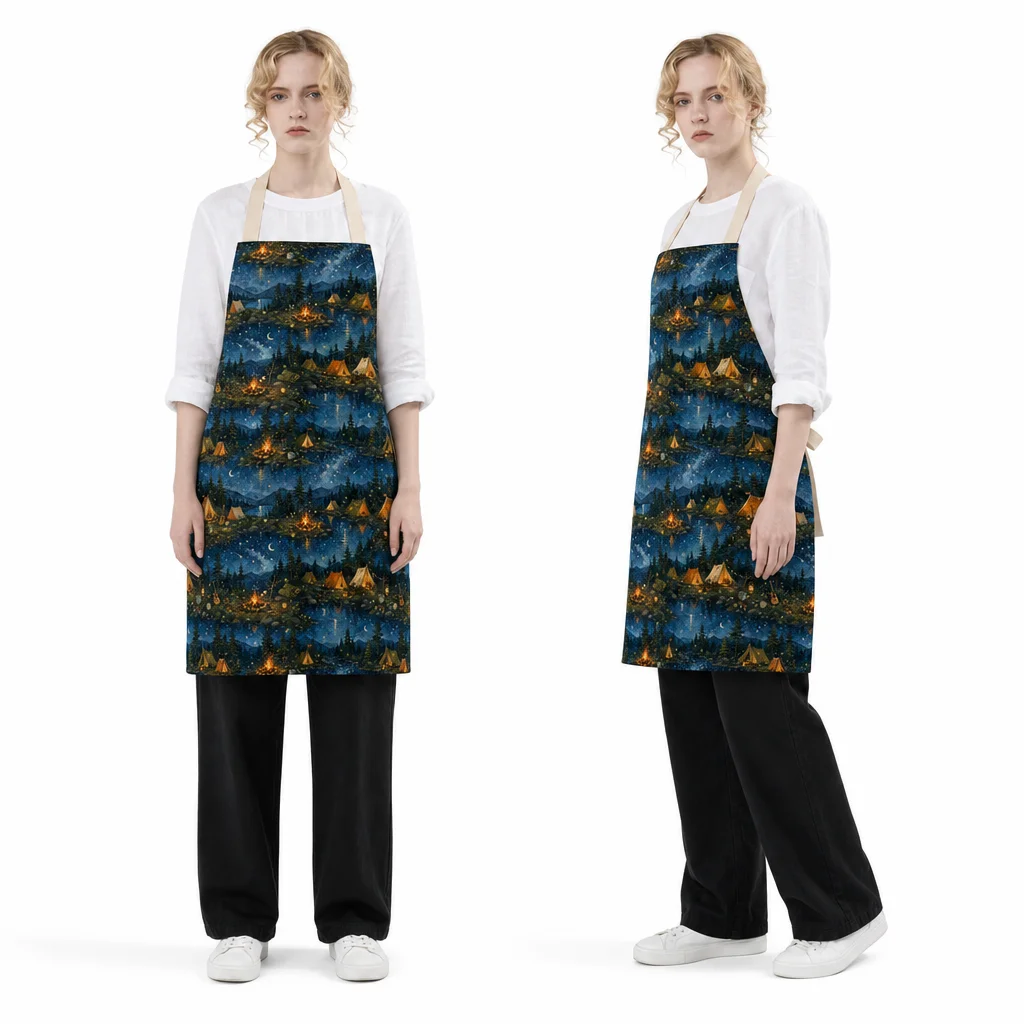 Lakeside Campfire Night All-Over Print Apron - worn by model