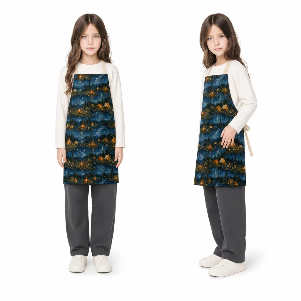 Lakeside Campfire Night All-Over Print Apron - worn by model