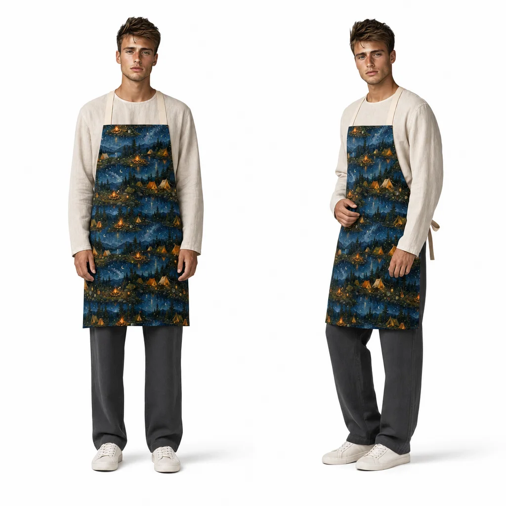 Lakeside Campfire Night All-Over Print Apron - worn by model