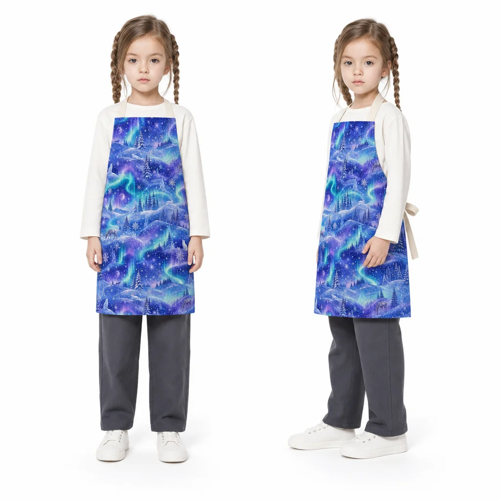 Aurora Snowfield All-Over Print Apron - worn by model