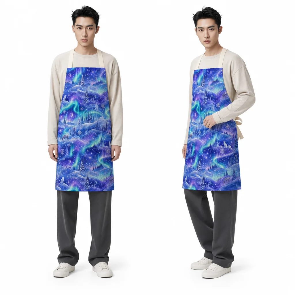 Aurora Snowfield All-Over Print Apron - worn by model