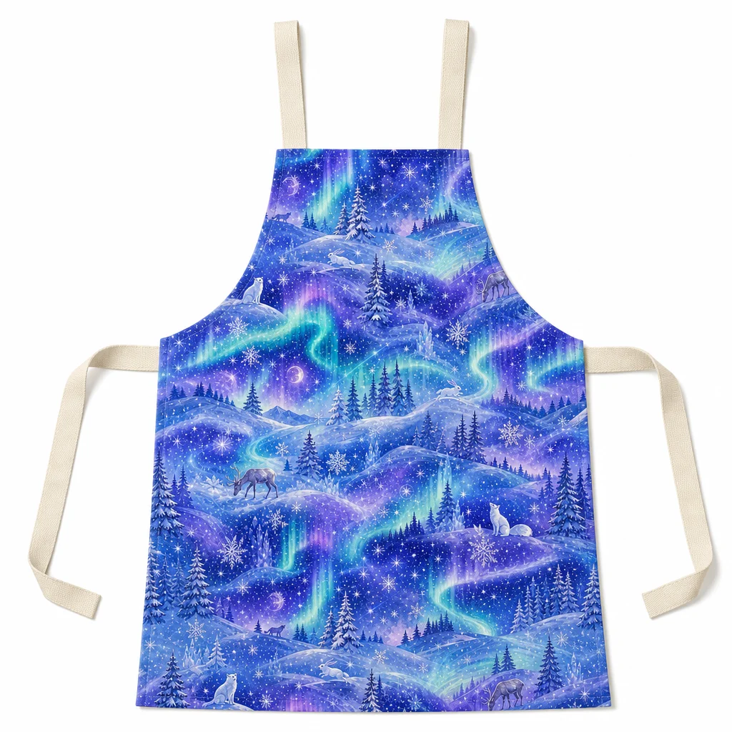 Aurora Snowfield All-Over Print Apron - flat lay