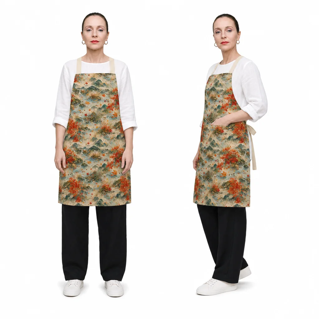 Autumn Valley Maple All-Over Print Apron - worn by model