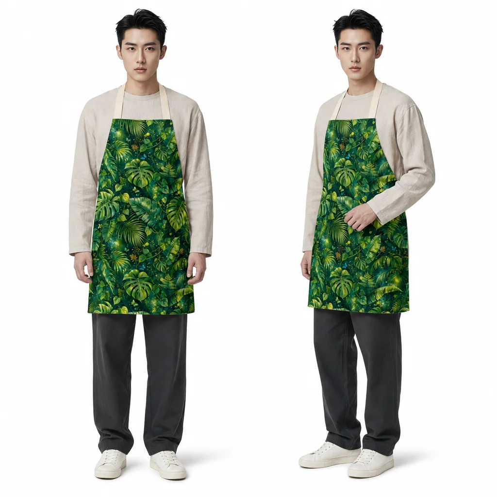 Tropical Rainforest Leaves All-Over Print Apron - worn by model