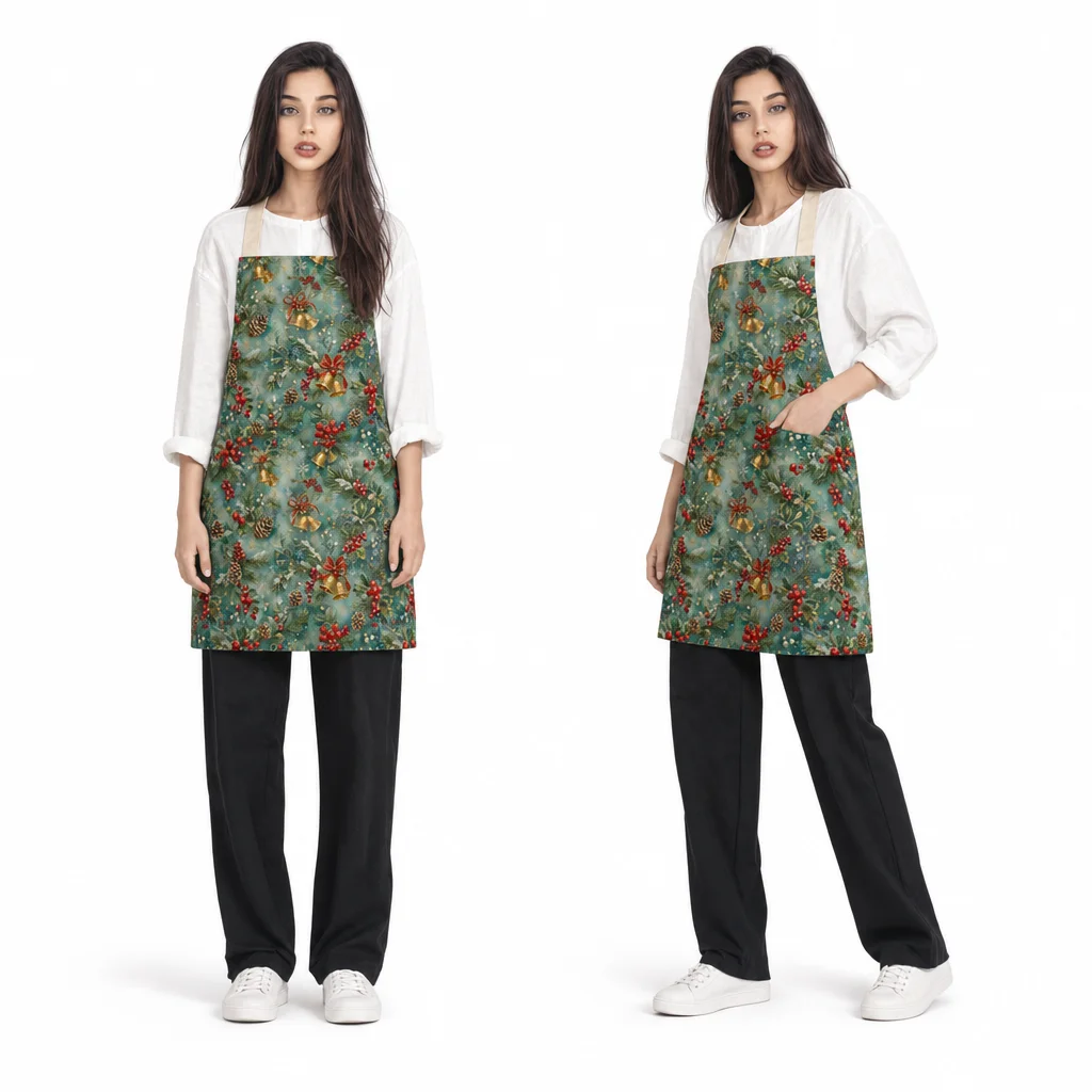 Christmas Berry Bells All-Over Print Apron - worn by model