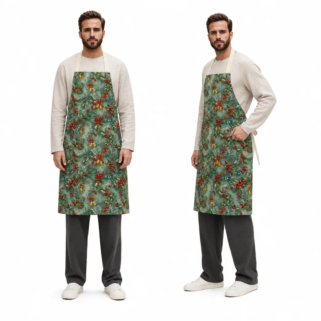 Christmas Berry Bells All-Over Print Apron - worn by model
