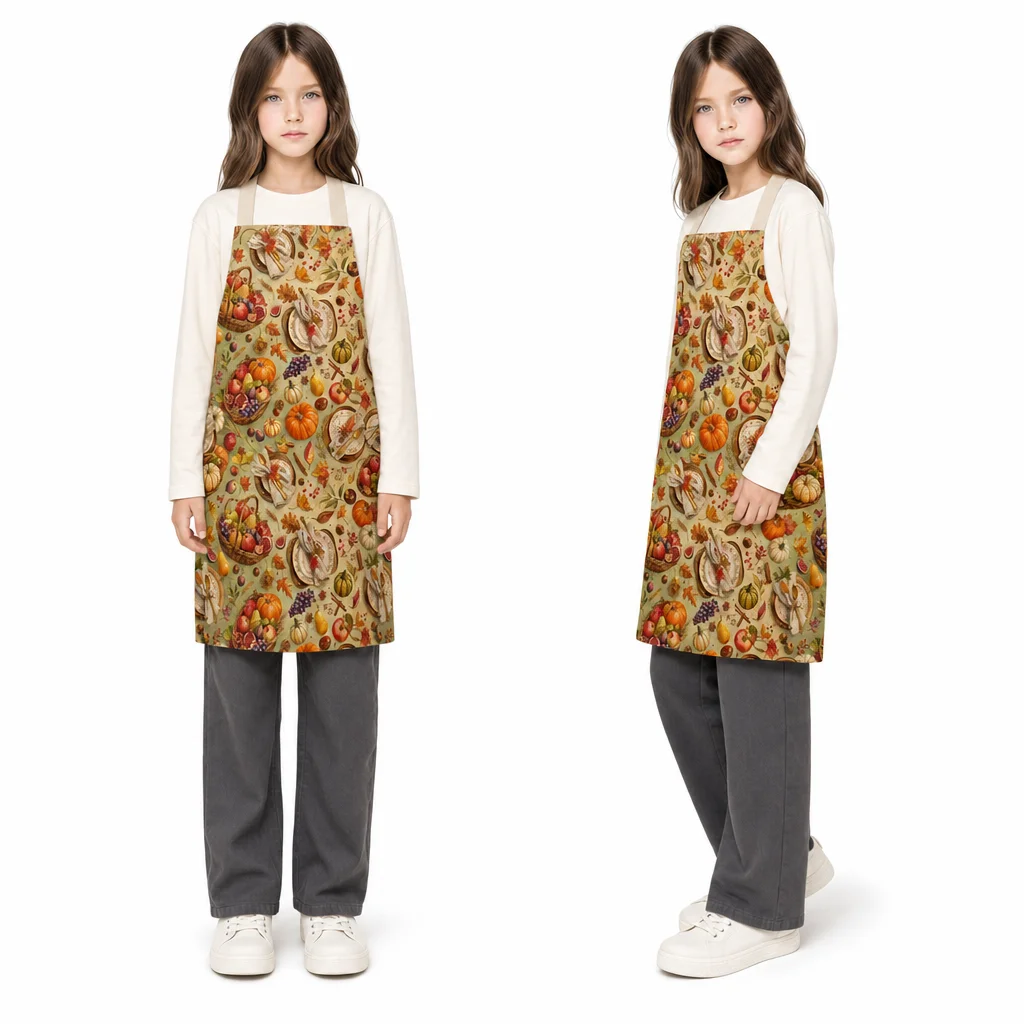 Thanksgiving Harvest Table All-Over Print Apron - worn by model