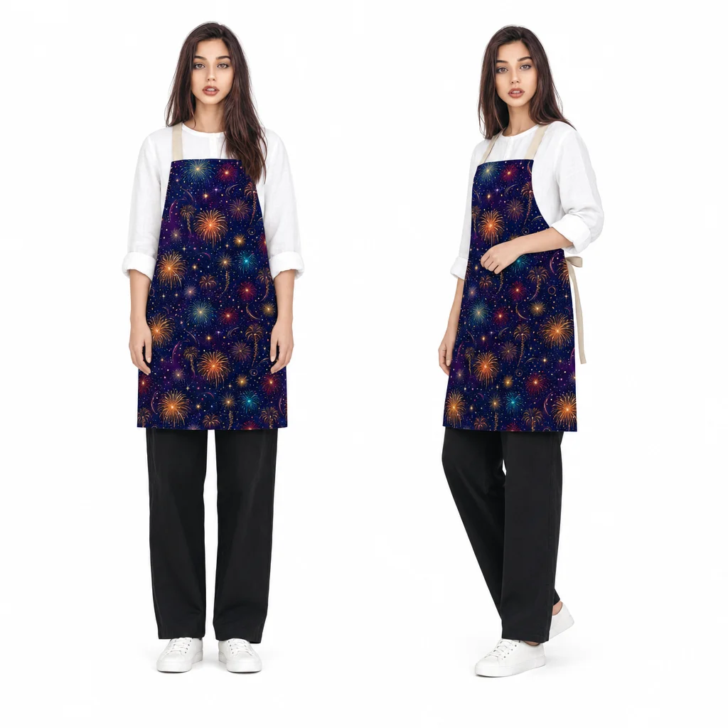 New Year Fireworks All-Over Print Apron - worn by model