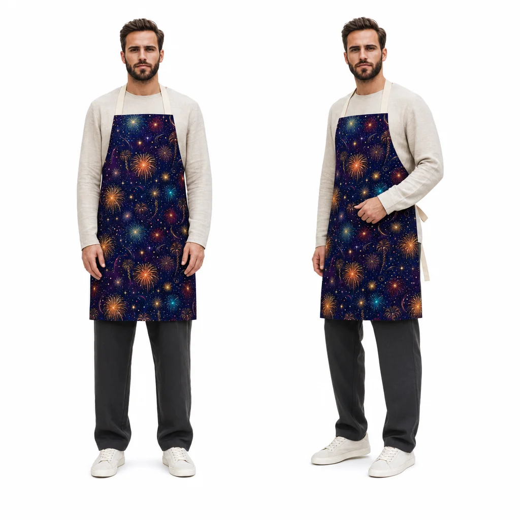 New Year Fireworks All-Over Print Apron - worn by model