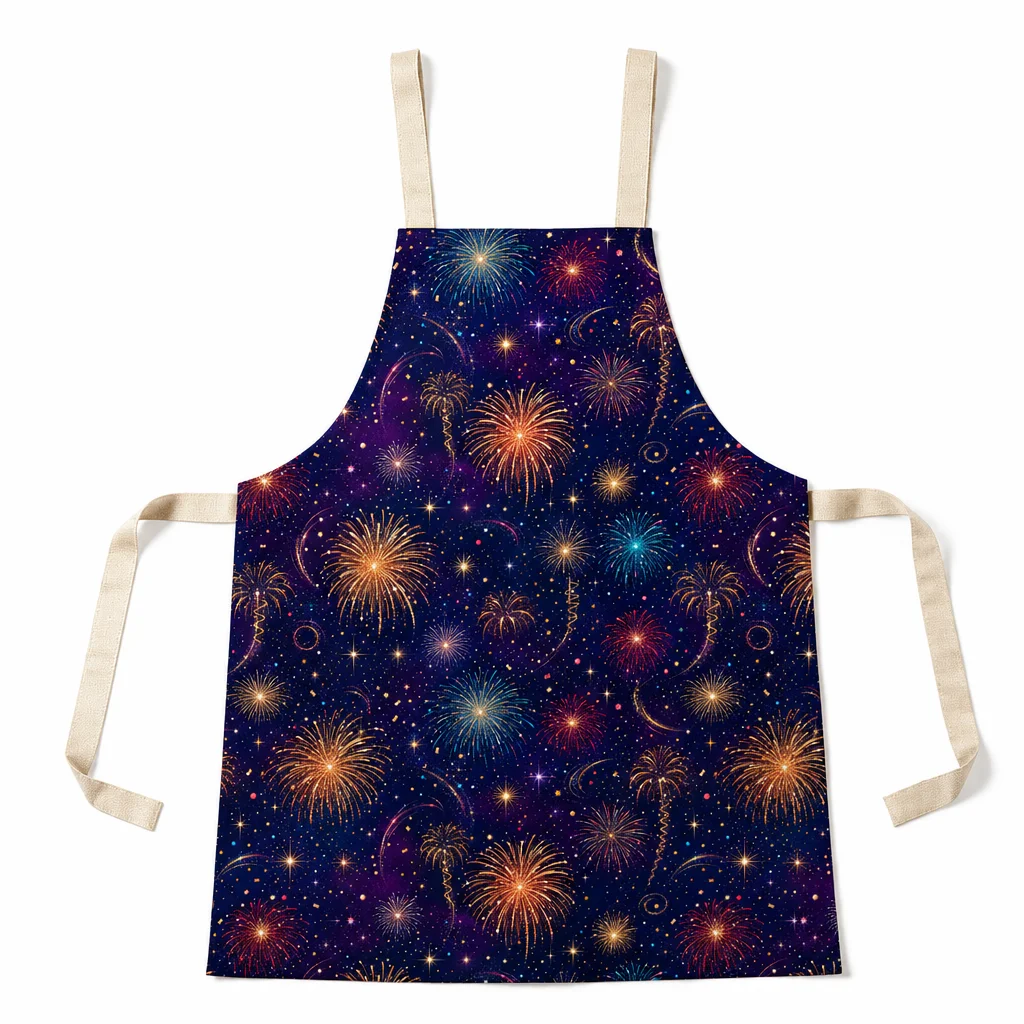 New Year Fireworks All-Over Print Apron - flat lay