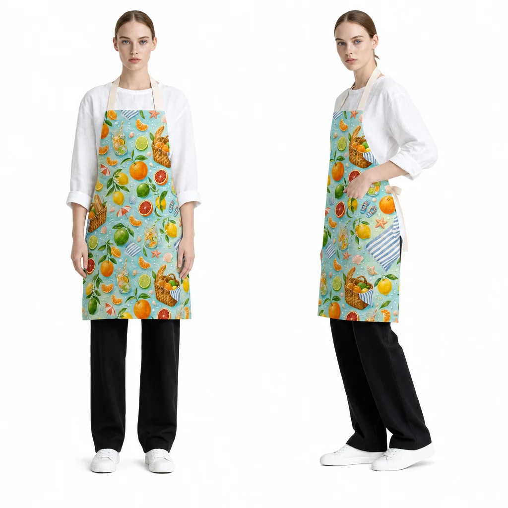 Summer Citrus Picnic All-Over Print Apron - worn by model
