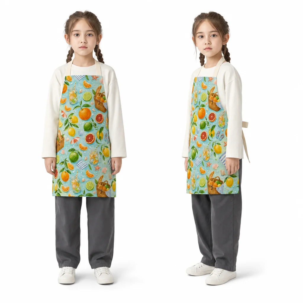 Summer Citrus Picnic All-Over Print Apron - worn by model