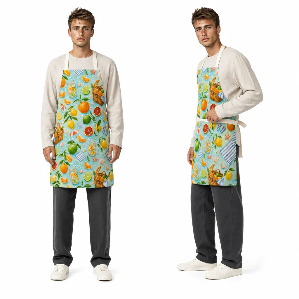 Summer Citrus Picnic All-Over Print Apron - worn by model