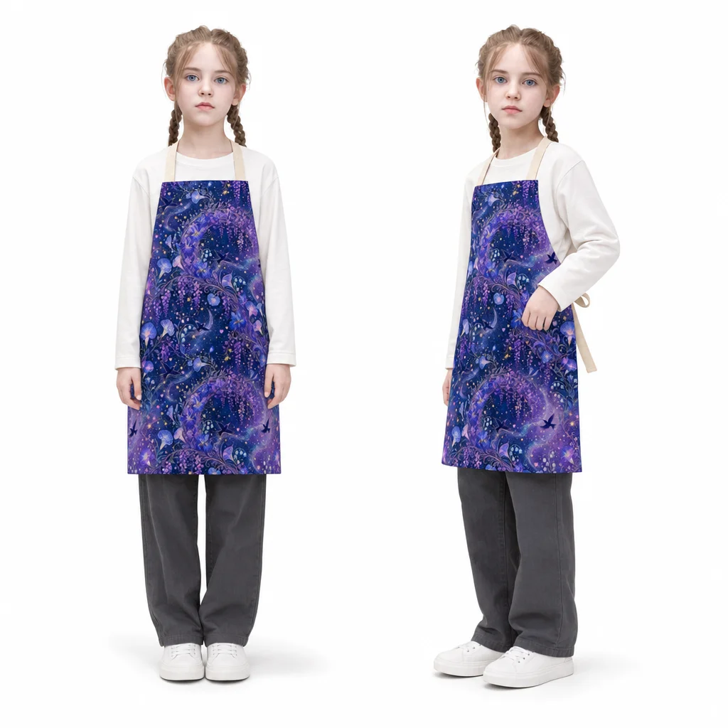 Qixi Starry Floral Vine All-Over Print Apron - worn by model