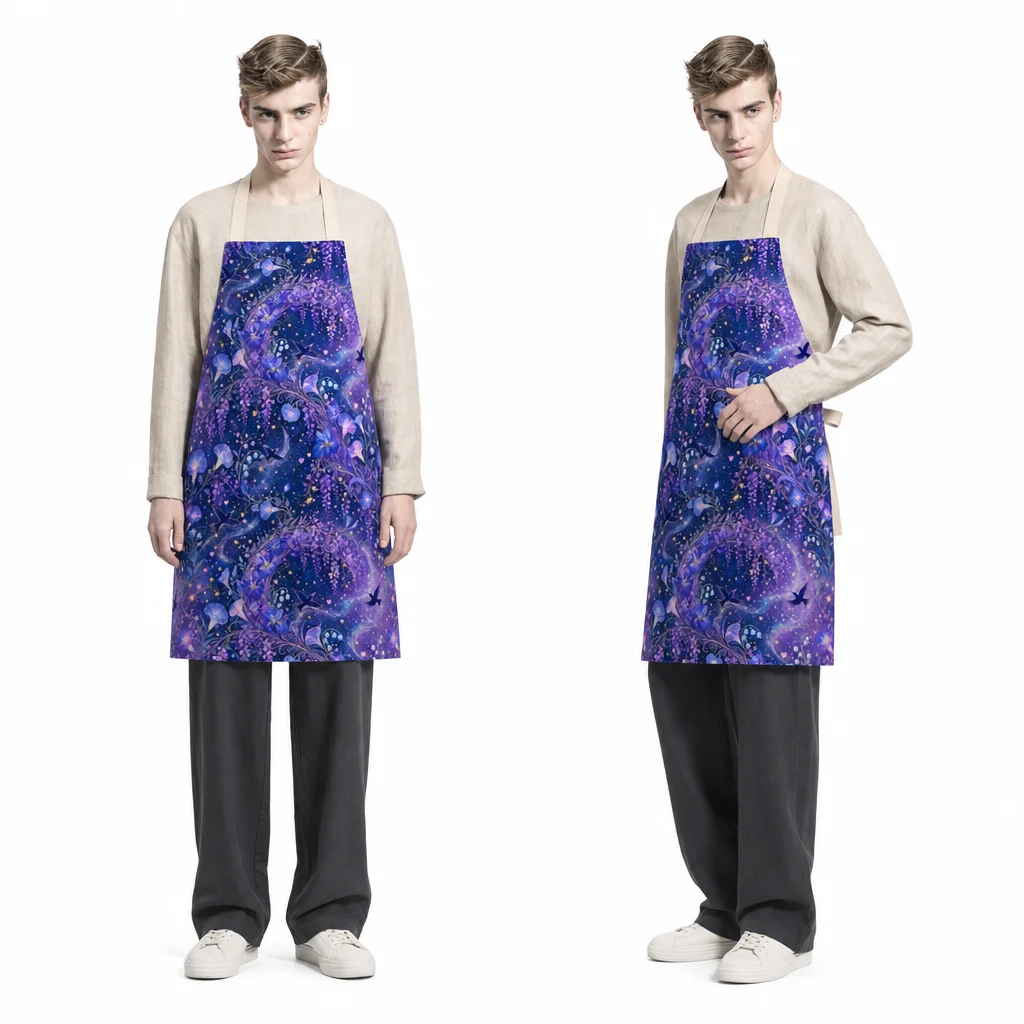Qixi Starry Floral Vine All-Over Print Apron - worn by model