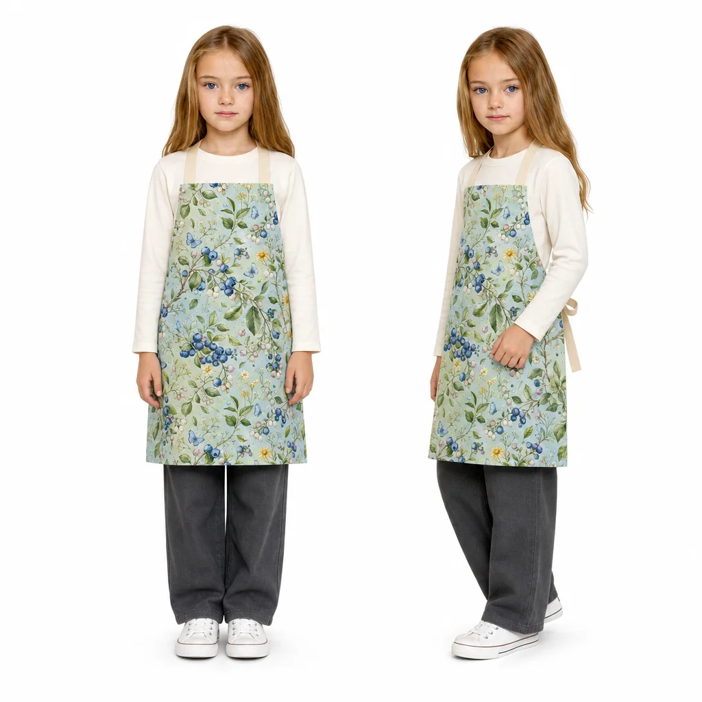 Blueberry Blossom All-Over Print Apron - worn by model