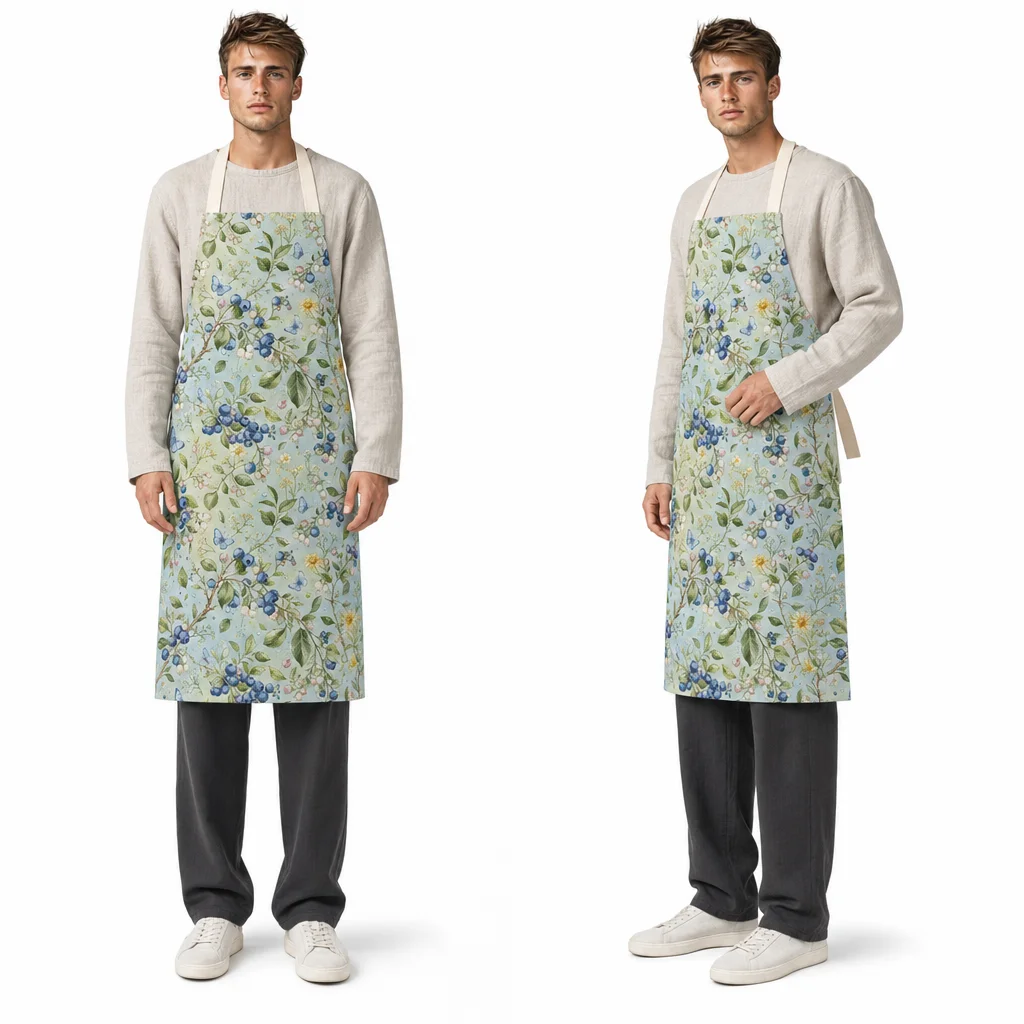 Blueberry Blossom All-Over Print Apron - worn by model