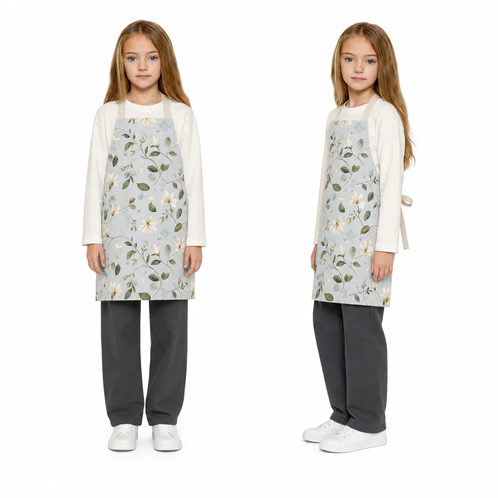 Minimal White Orchid All-Over Print Apron - worn by model