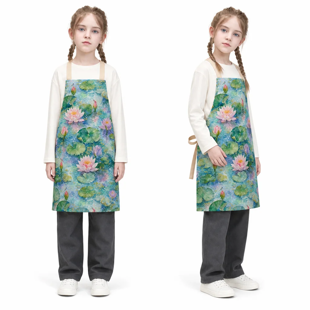 Water Lily Pond All-Over Print Apron - worn by model