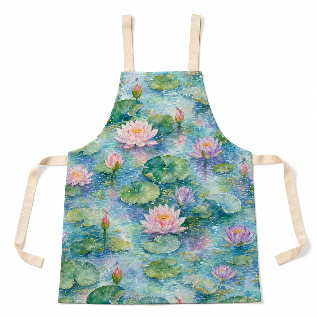 Water Lily Pond All-Over Print Apron - flat lay
