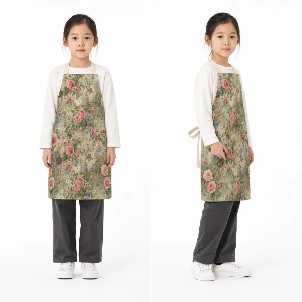 Rose Garden Fence All-Over Print Apron - worn by model