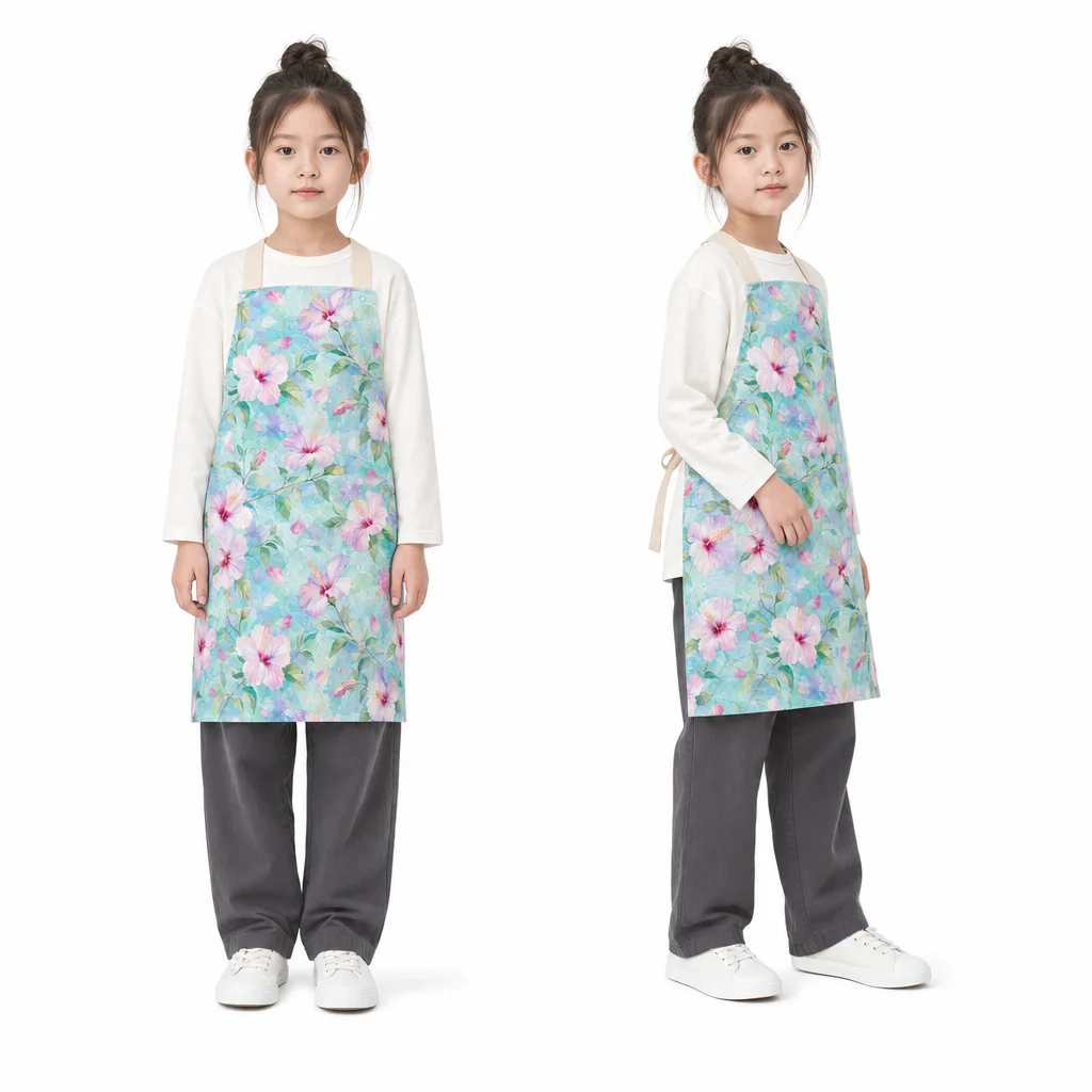 Hibiscus Summer Breeze All-Over Print Apron - worn by model