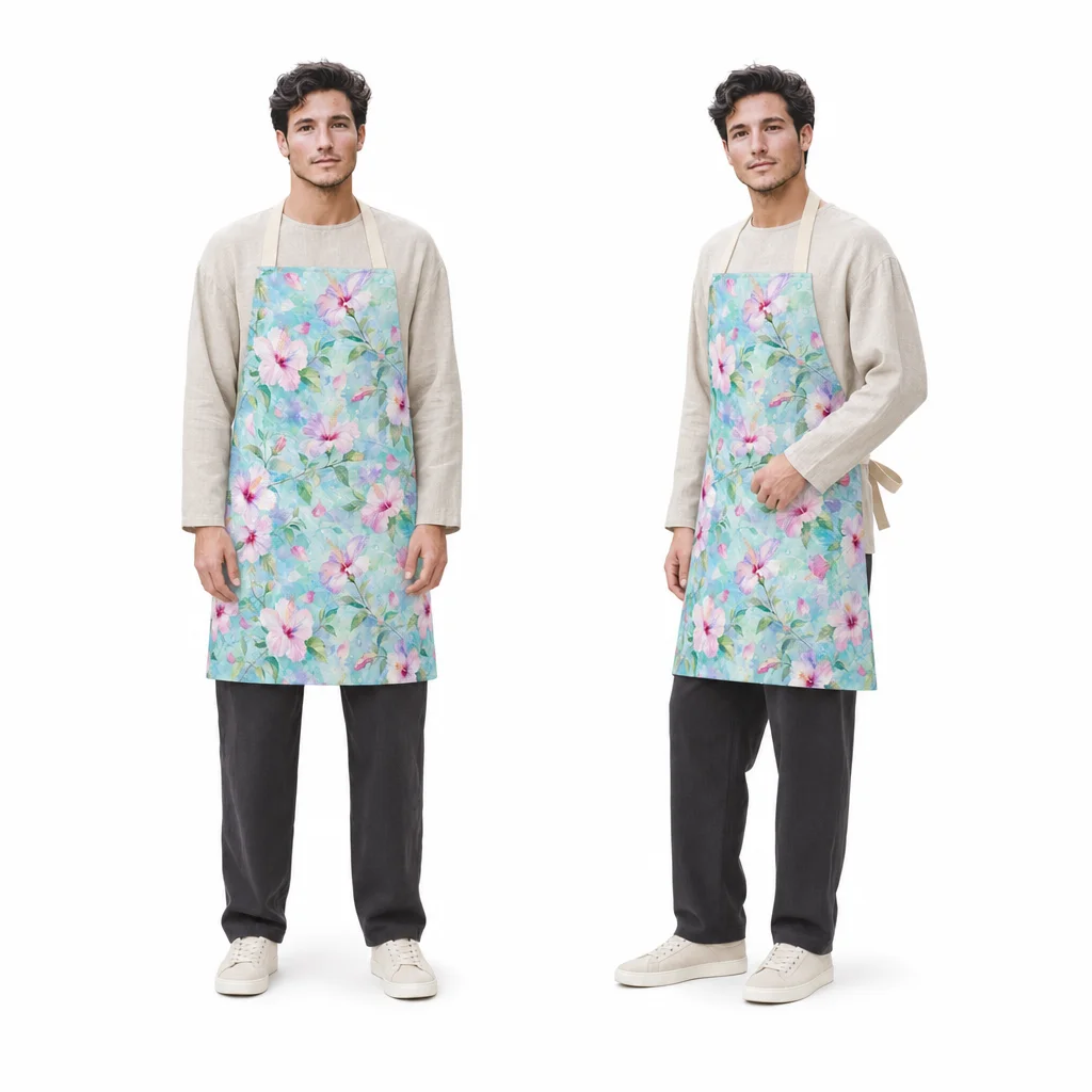 Hibiscus Summer Breeze All-Over Print Apron - worn by model