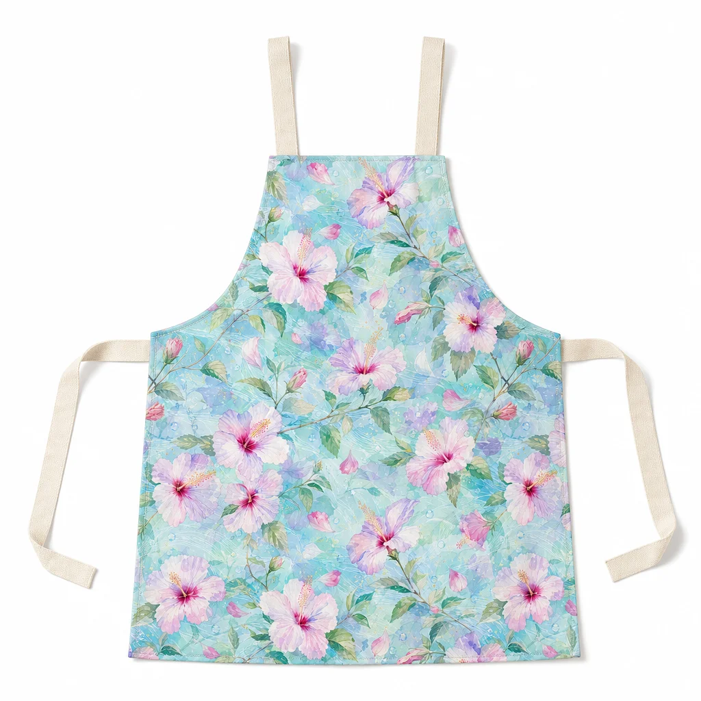 Hibiscus Summer Breeze All-Over Print Apron - flat lay