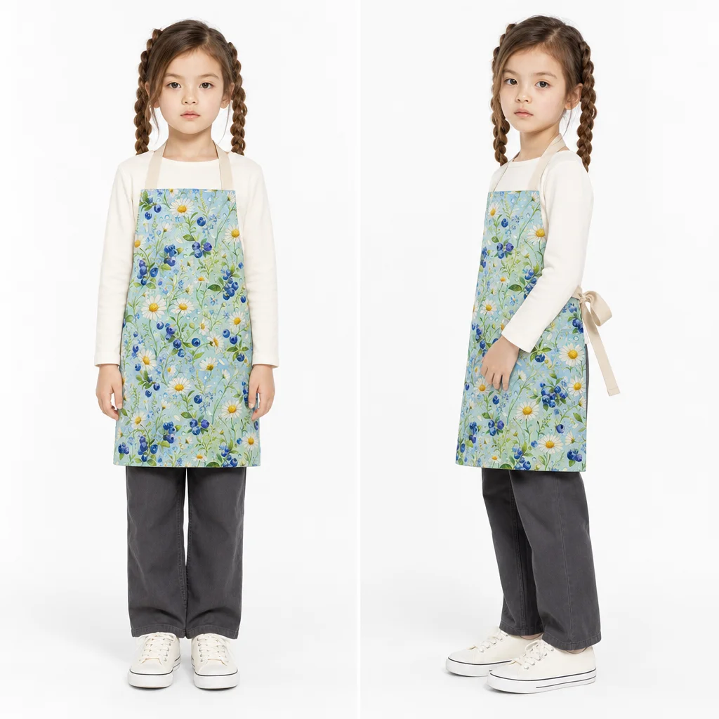 Daisy Blueberry Meadow All-Over Print Apron - worn by model