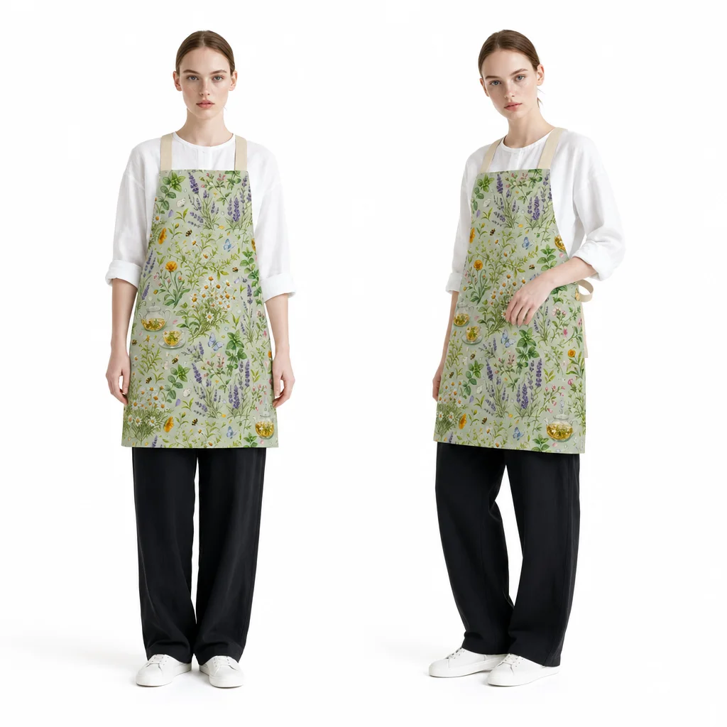 Herbal Tea Garden All-Over Print Apron - worn by model