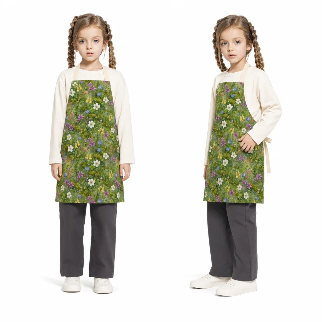 Mossy Forest Wildflowers All-Over Print Apron - worn by model
