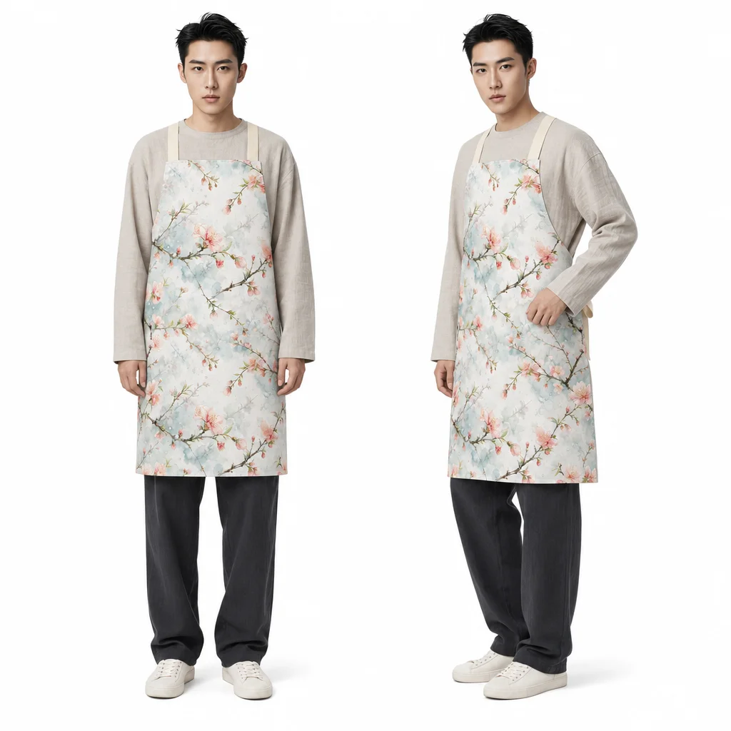 Morning Mist Blossoms All-Over Print Apron - worn by model