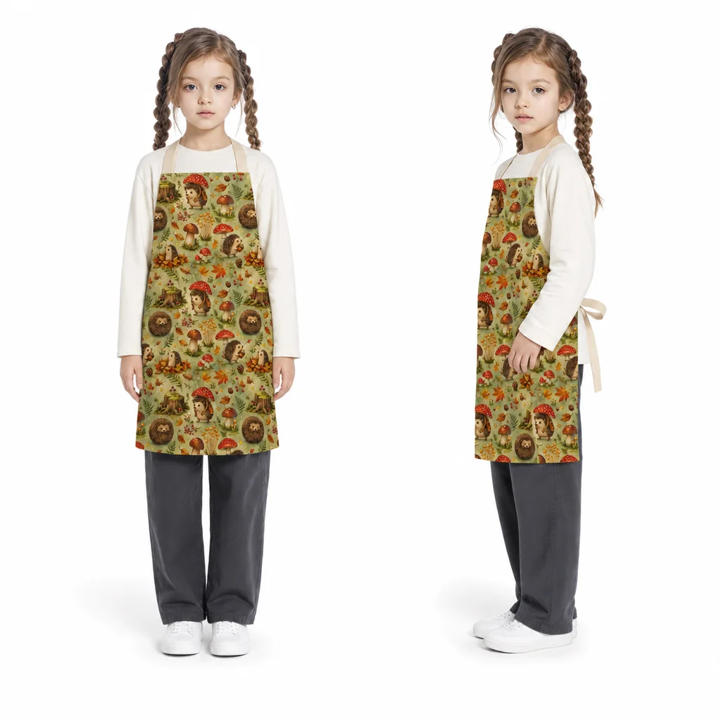 Hedgehog Mushroom Forest All-Over Print Apron - worn by model