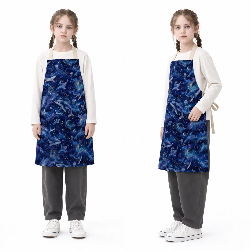 Whale Starsea All-Over Print Apron - worn by model