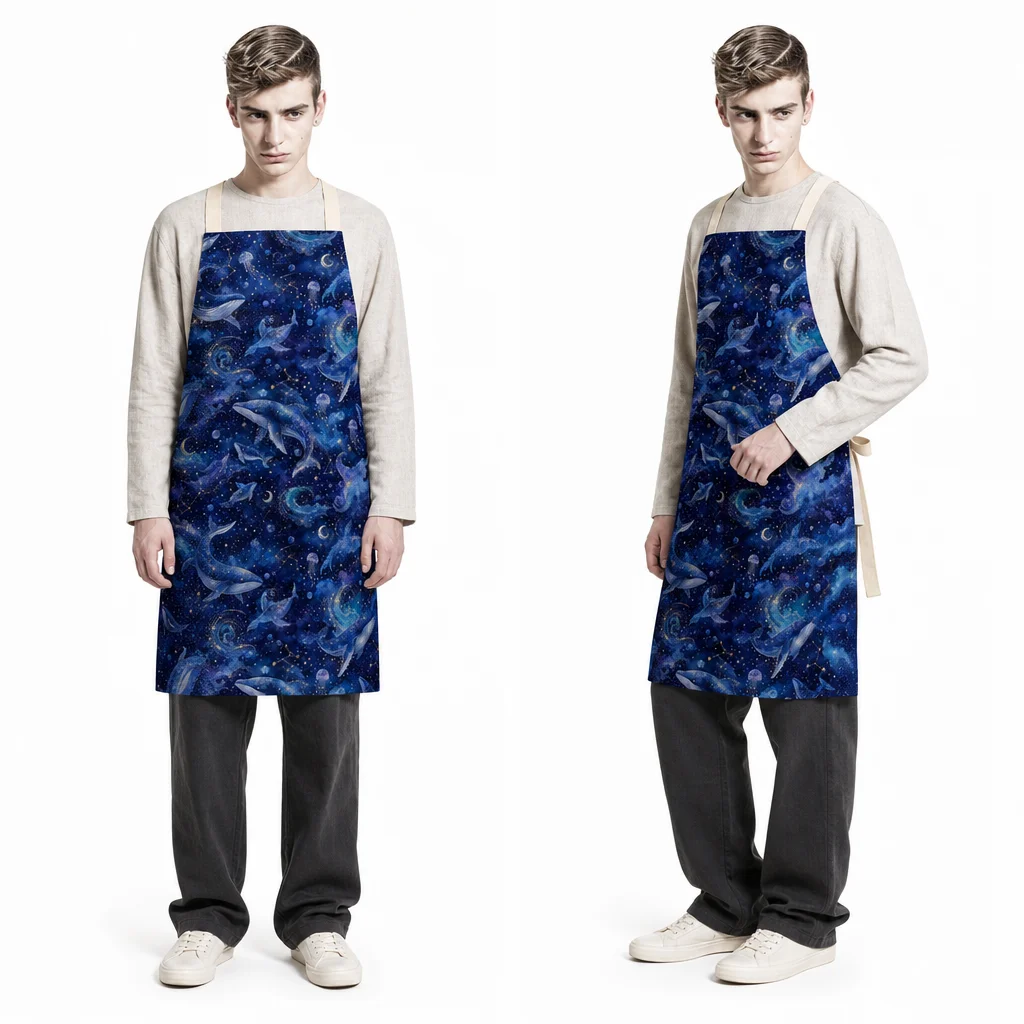 Whale Starsea All-Over Print Apron - worn by model