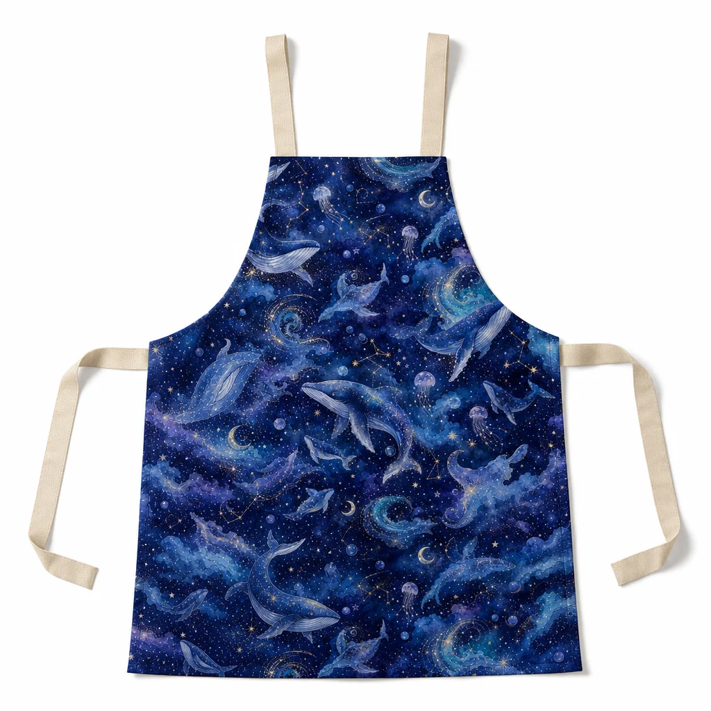 Whale Starsea All-Over Print Apron - flat lay