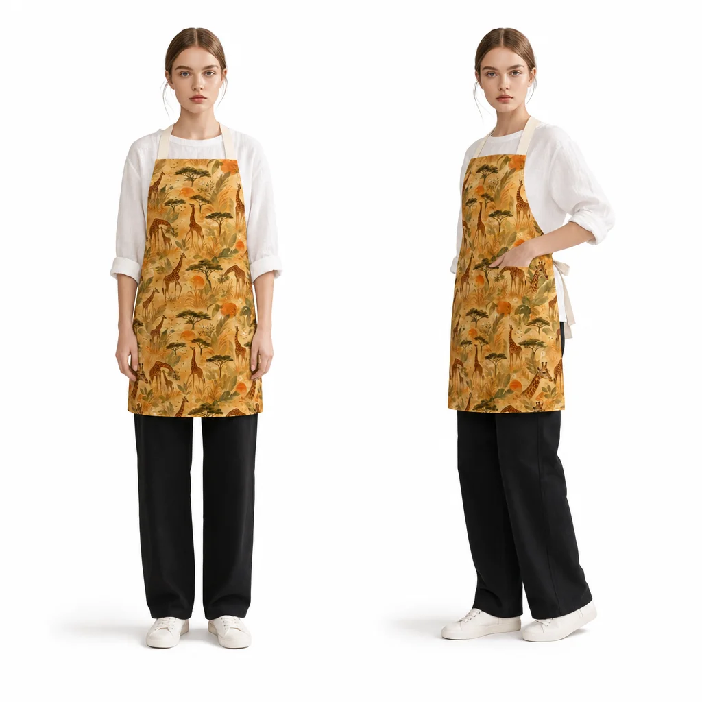 Giraffe Leaf Shadow All-Over Print Apron - worn by model