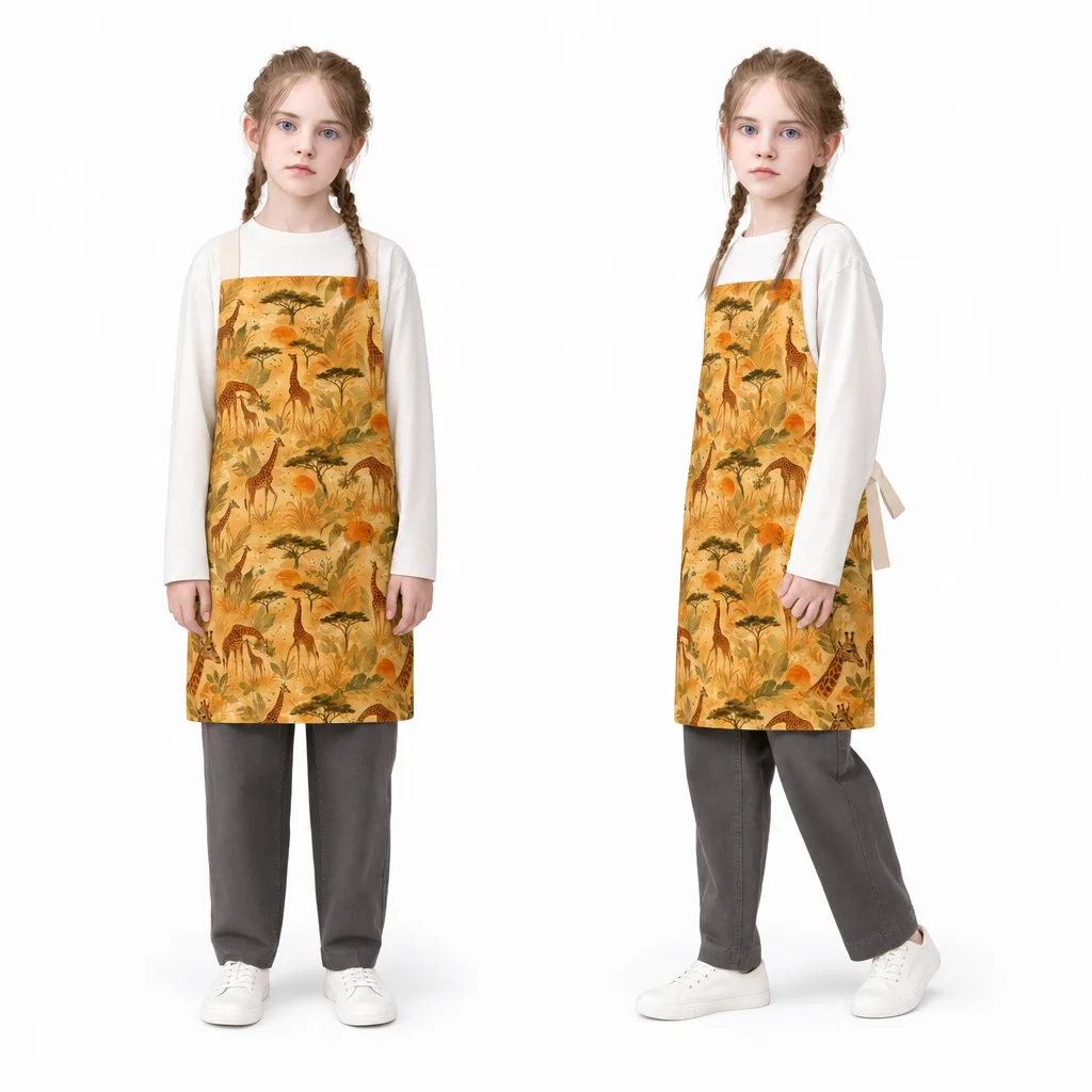 Giraffe Leaf Shadow All-Over Print Apron - worn by model