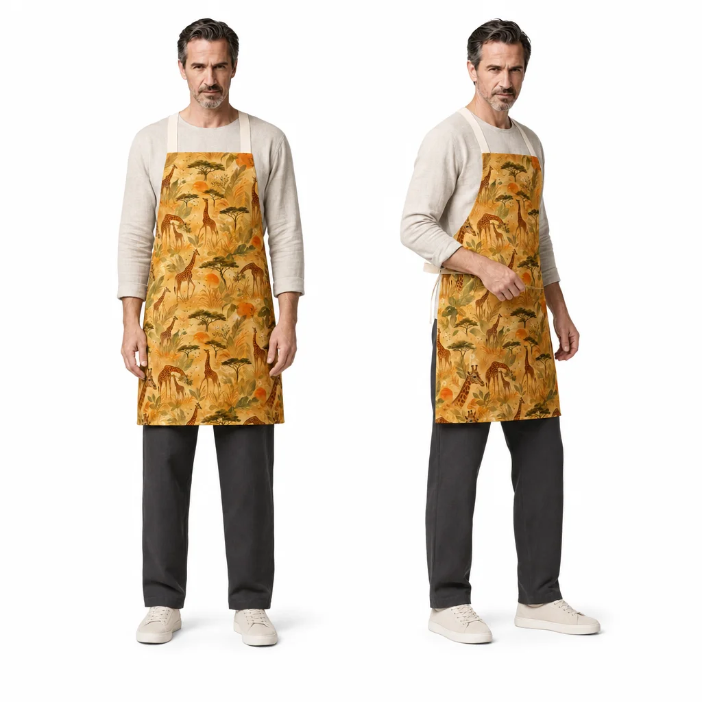 Giraffe Leaf Shadow All-Over Print Apron - worn by model