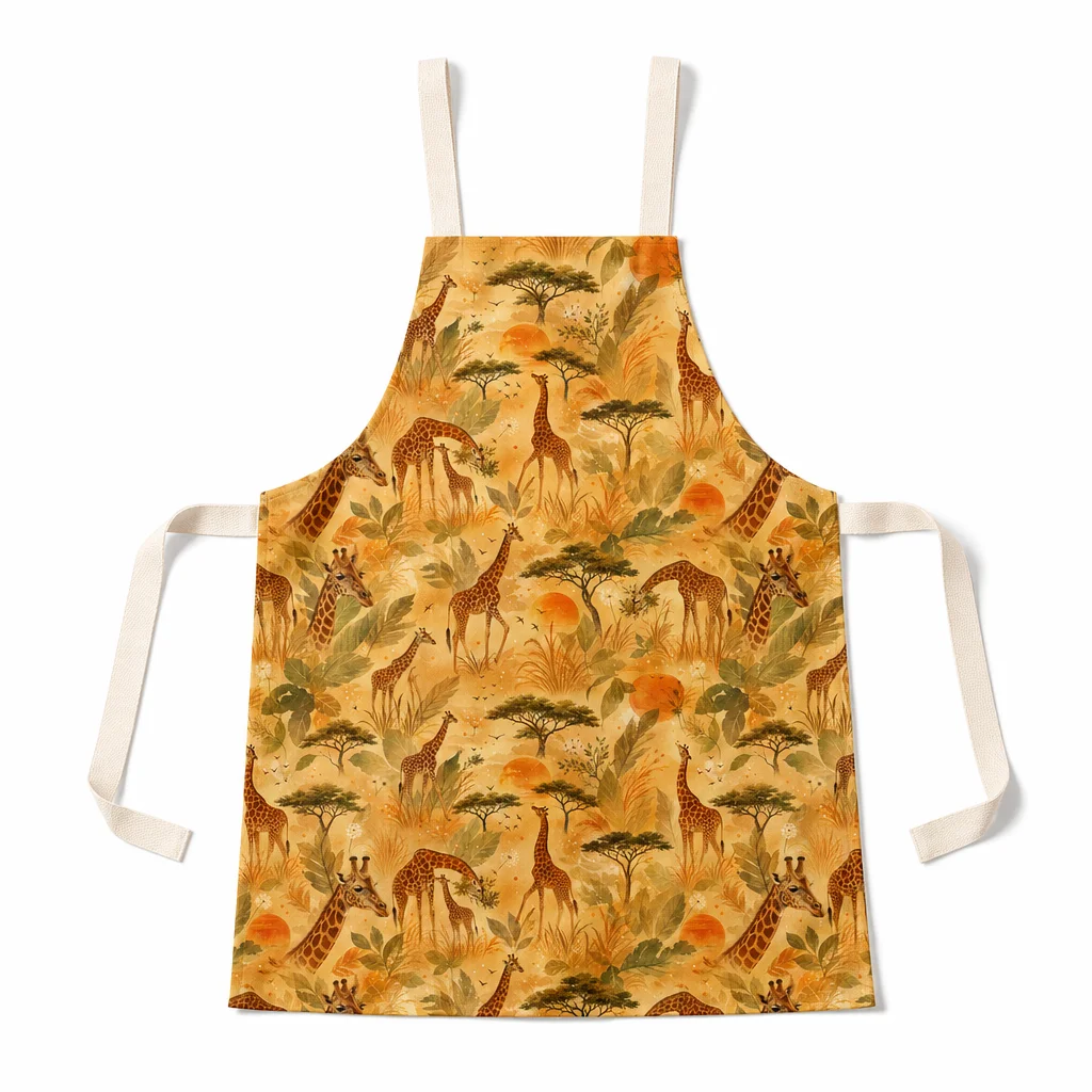 Giraffe Leaf Shadow All-Over Print Apron - flat lay