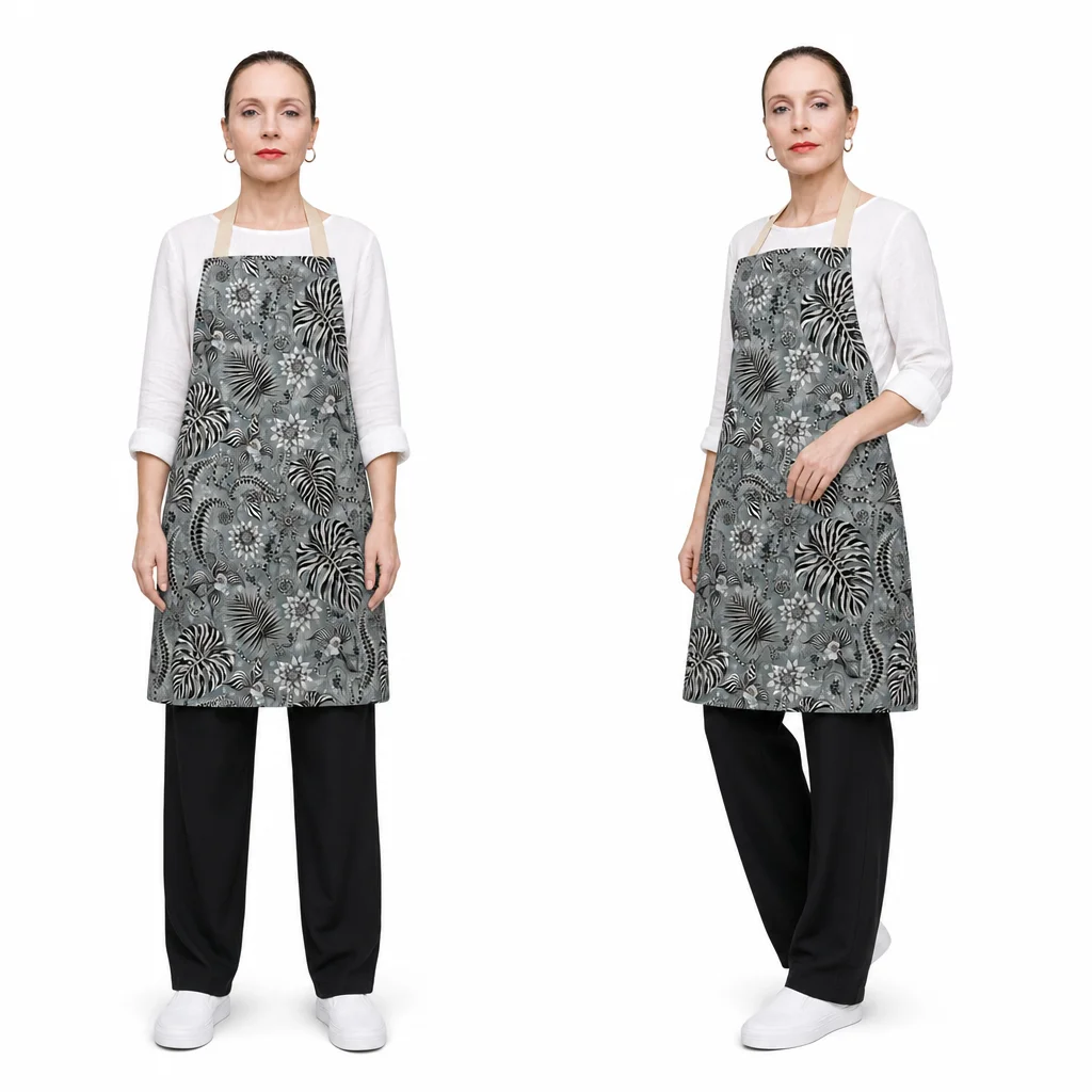 Zebra Secret Garden All-Over Print Apron - worn by model