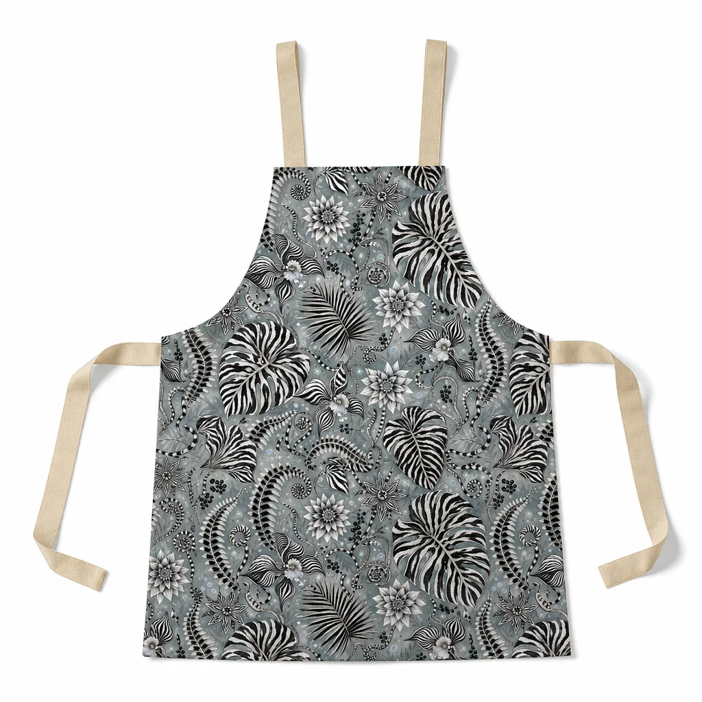 Zebra Secret Garden All-Over Print Apron - flat lay
