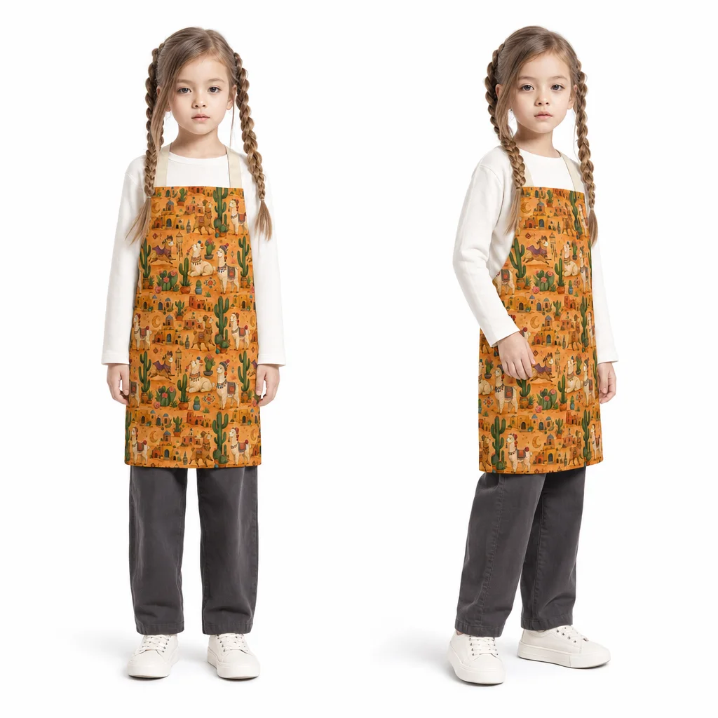 Desert Alpaca Town All-Over Print Apron - worn by model