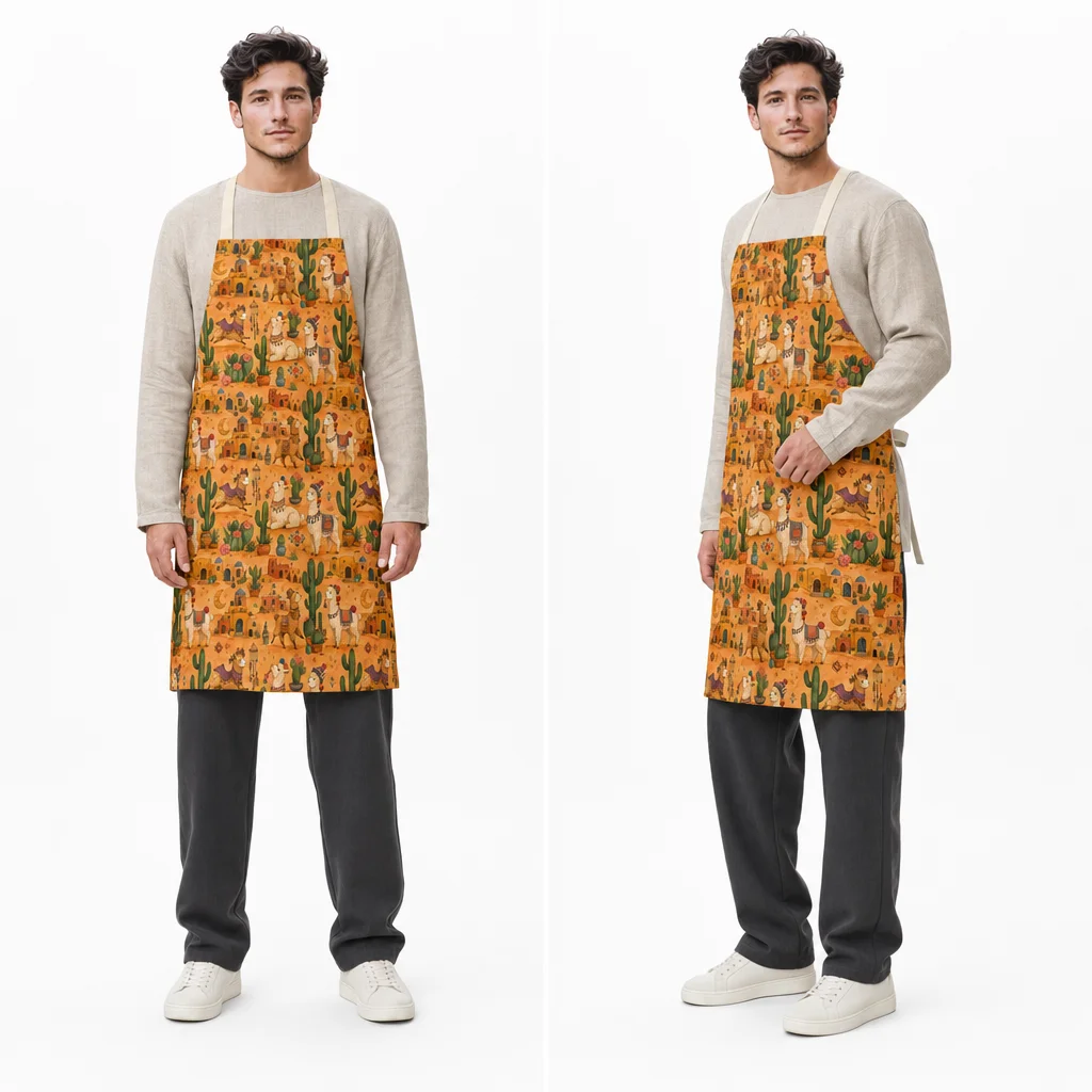 Desert Alpaca Town All-Over Print Apron - worn by model