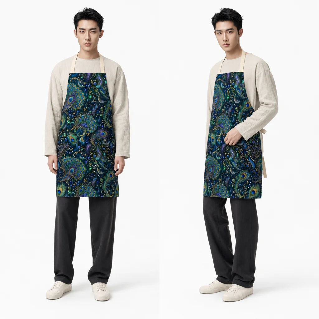 Peacock Secret Garden All-Over Print Apron - worn by model