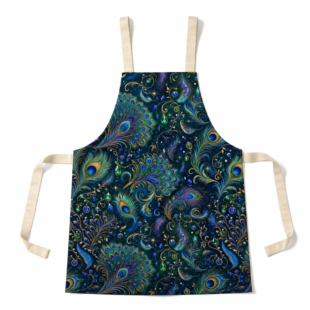 Peacock Secret Garden All-Over Print Apron - flat lay