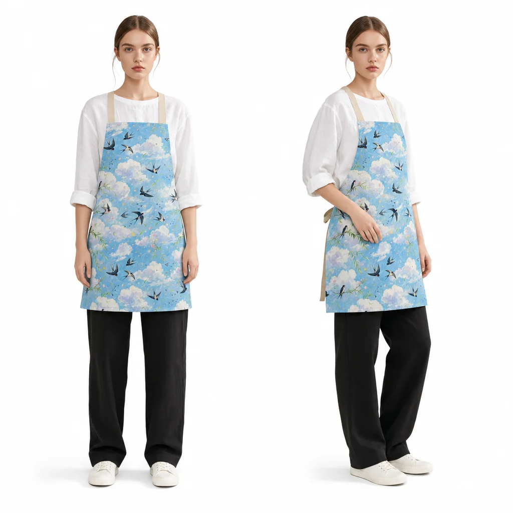 Spring Swallow Sky All-Over Print Apron - worn by model