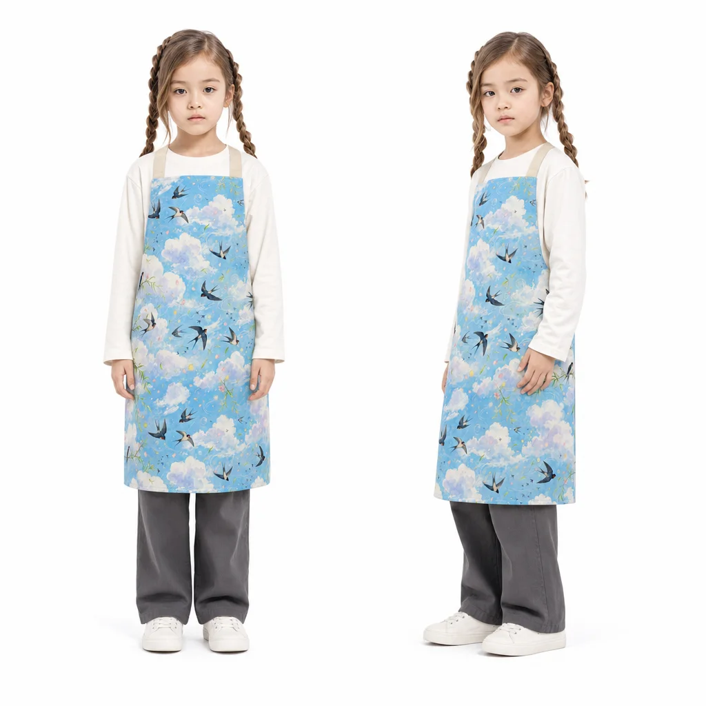 Spring Swallow Sky All-Over Print Apron - worn by model