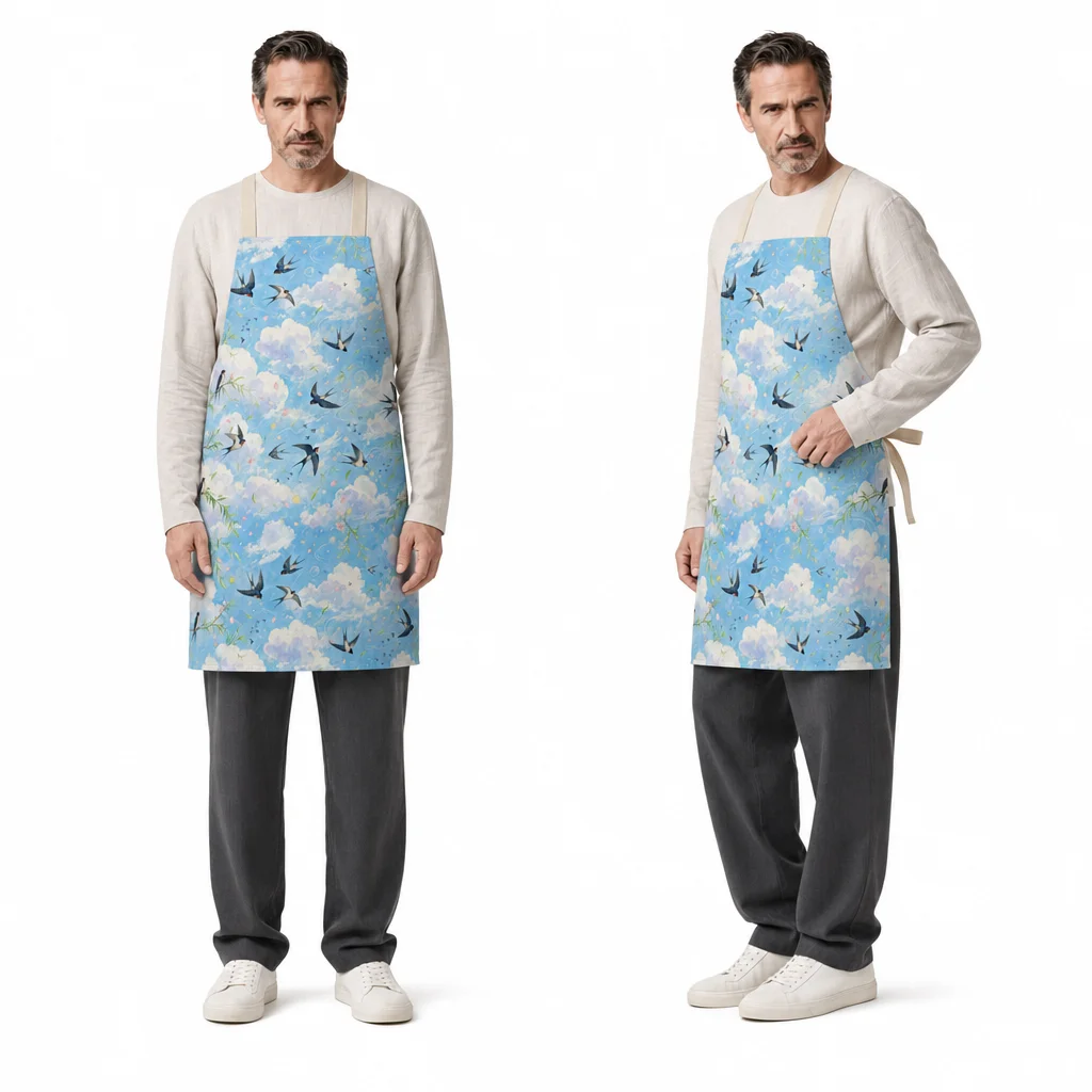 Spring Swallow Sky All-Over Print Apron - worn by model